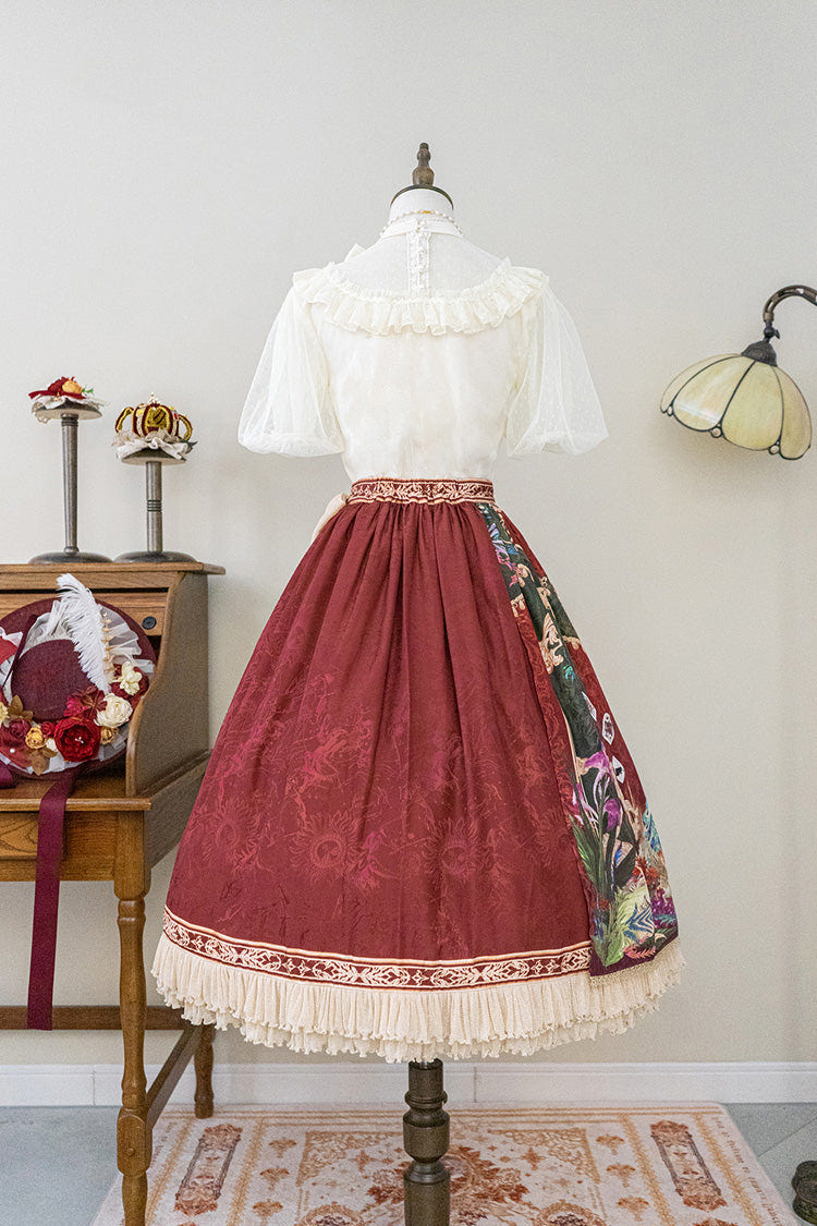 Red [Kaleidoscope of Dreams] Oil Print Side Cardigan Sweet Vintage Gorgeous Lolita Skirt - Product - 17