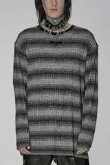 Round Collar Long Sleeves Striped Print Men's Steampunk Sweater 2 Colors - Black/Grey - 1