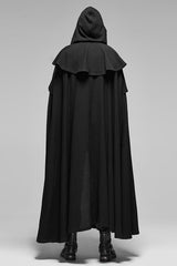 Black Punk Multilayer Lace Decoration Frenulum Simple Hooded Long Men's Cloak - Product - 4