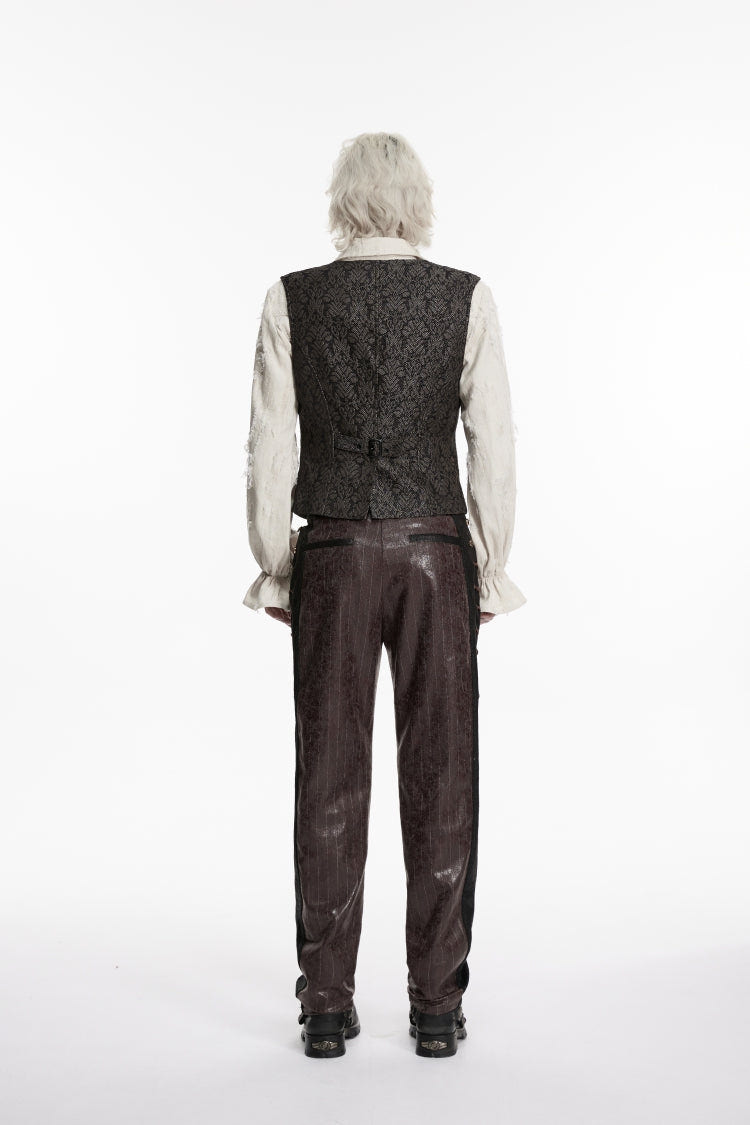 Black V Collar Jacquard Slim Men's Gothic Retro Vest - Product - 7