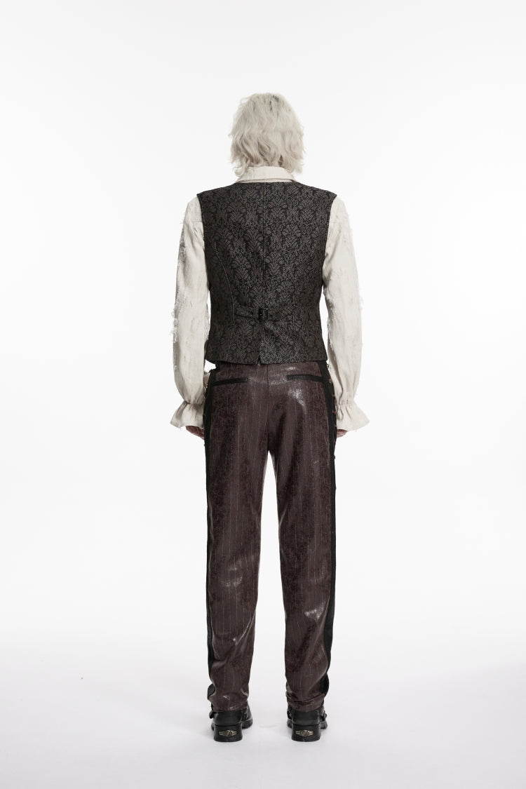 Black V Collar Jacquard Slim Men's Gothic Retro Vest - Product - 7