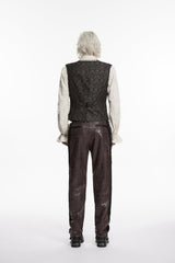 Black V Collar Jacquard Slim Men's Gothic Retro Vest - Product - 7
