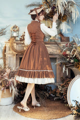 Multi-layer Striped Print Ruffle Sweet College Style Elegant Lolita Skirt 3 Colors - Product - 16