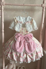 [Cream Rabbit Strawberry] Print Sleeveless Bowknot Sweet Lolita Jsk Dress 2 Colors - Product - 4
