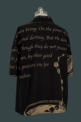 Black Handsome Little Prince Print Loose Short Sleeves Ouji Lolita Blouse - Product - 4