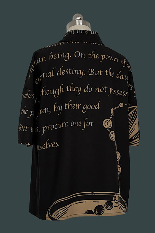 Black Handsome Little Prince Print Loose Short Sleeves Ouji Lolita Blouse - Product - 4