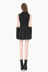Black Sleeveless Cut-Out Cobweb Sheer Mesh Lace-Up Women's Punk Mini Dress - Product - 4