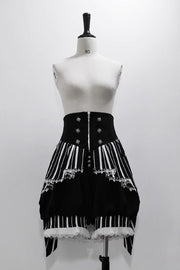 Black/White Wonderful Trick Stripe Print Lace Ouji Fashion Elegant Lolita Shorts - Black/White - 1