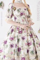 [Forest Basket] Print Short Sleeves Ruffle Lace Sweet Elegant Lolita Dress 6 Colors - Product - 9