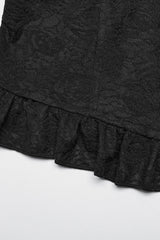 Black Lapel Collar Puff Sleeves Ruffle Stitching Lace Women's Gothic Blouse - Product - 9