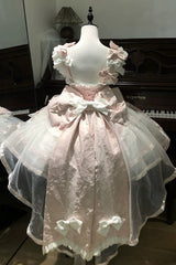 Pink [Velvet Rabbit] Sleeveless Multi-Layered Ruffled Bow Sweet Lolita Jsk Dress Set - Product - 3
