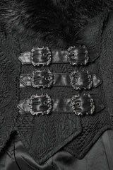 Black Sleeveless Jacquard Buckled Swallow-tailed Women's Gothic Vest - Product - 6