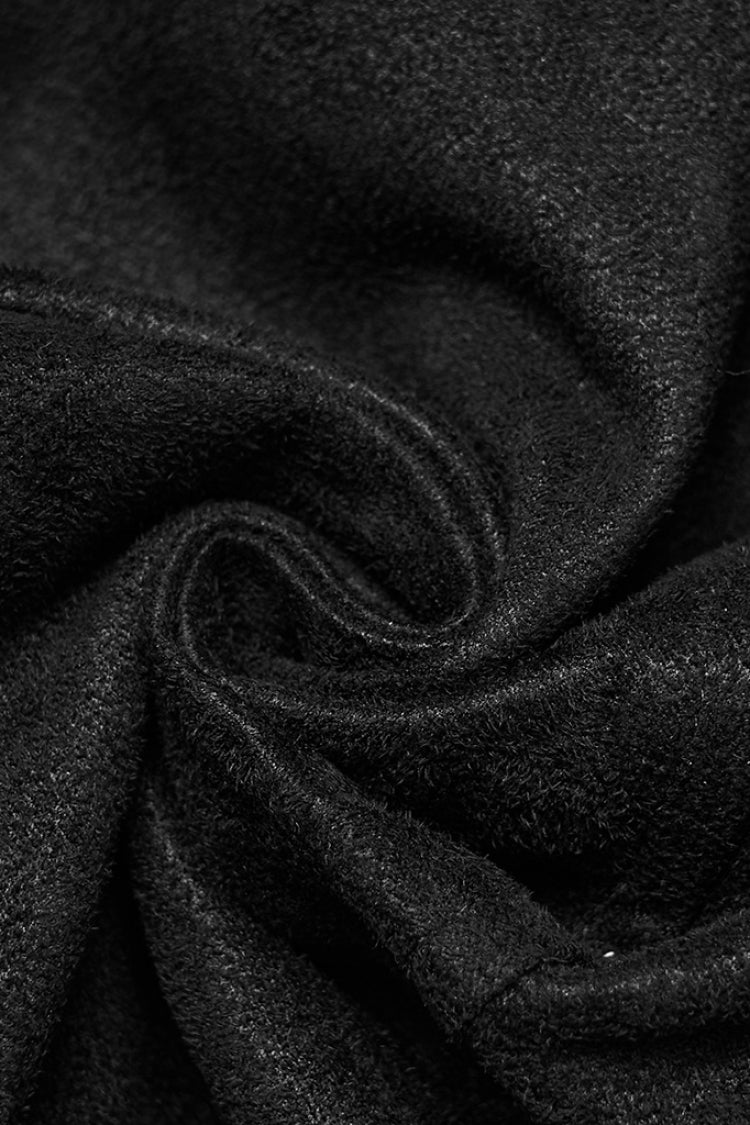 Black Stand Collar Long Sleeves Stitching Zipper Eyelet Men's Punk Jacket - Product - 6
