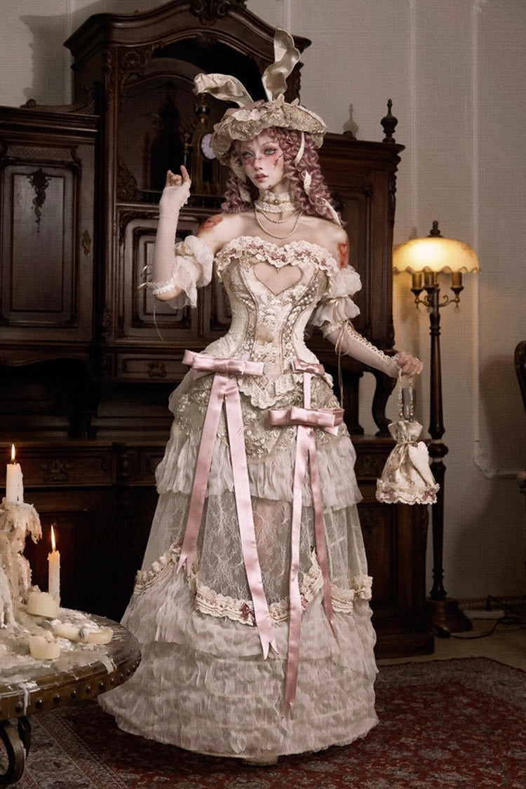 Light Brown [Cupid’s Poetry Box] Ruffle Embroidery Bowknot Lace Fishbone Classic Elegant Lolita Vest - Product - 6
