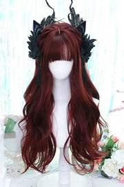 Perruque Mera Red Soft Air Bangs Longue Bouclée Sweet Gothic Lolita vue de face