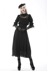 Black Ruffled Floral Embroidered Lace-Up Women's Gothic Corset - Product - 9
