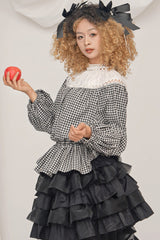 Black/White Round Collar Long Sleeves Printed Classic Ouji Lolita Pumpkin Shorts Set - Product - 2