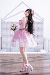 Gradient Pink Fishbone Elegant Ballet Sweet Lolita Jsk Dress - Product - 5