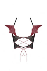 Black Cross Lace-Up Bat Wings Backless Women's Punk Rock Crop Top - Product - 11