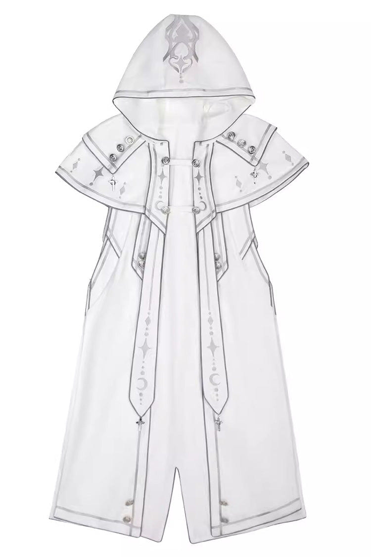 White Bionic Dimension Futuristic Mechanical Style Print Ouji Fashion Lolita Cape - White - 1