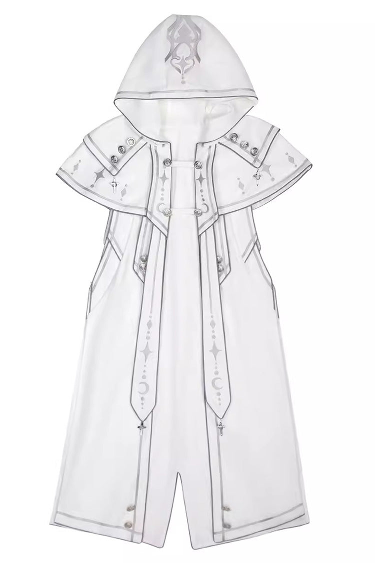 White Bionic Dimension Futuristic Mechanical Style Print Ouji Fashion Lolita Cape - White - 1