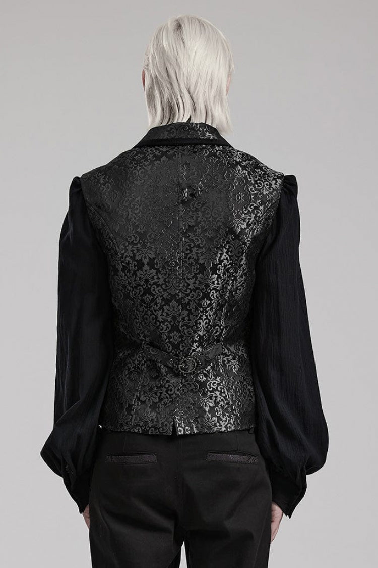 Men's V Collar Sleeveless Print Luxury Gem Four Button Stitching Gothic Vest 2 Colors - Product - 4