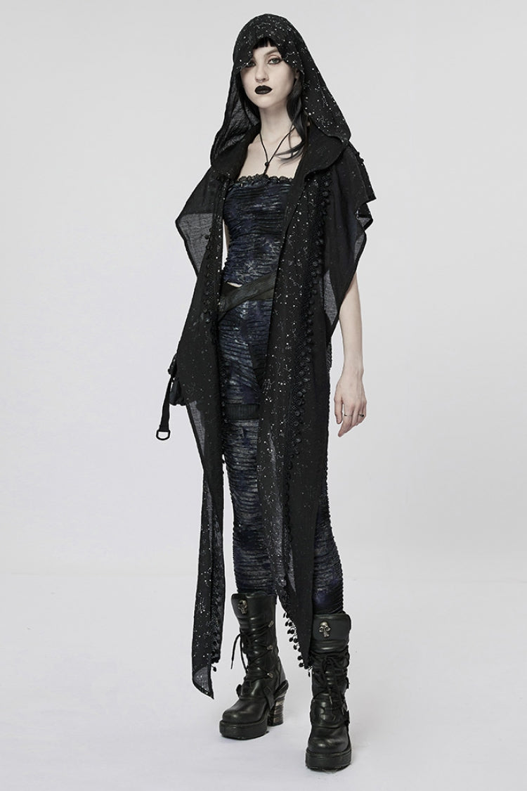 Star Print Hollow Hooded Women's Gothic Scarf 2 Colors - Product - 12