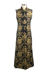Black And Gold Court Floral Gothic Mens Long Coat - Product - 4