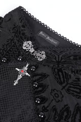 Black Stand Collar Hollow Embroidery Lace Women's Gothic Blouse - Product - 9