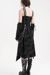 Black Chains Rings Lace-Up Women's Gothic Slip Dress with Gloves - Product - 7