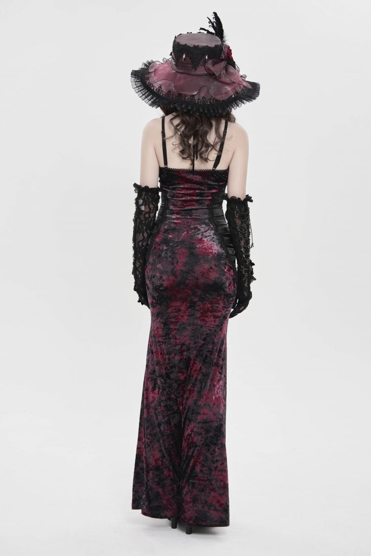 Black/Red Off Shoulder Halterneck Printed Hanayome Lace Lace-Up Slim Pleated Women's Gothic Jsk Dress - Product - 3