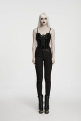 Black Jacquard Slim Fit Women's Gothic Cool Cosplay Pants - Product - 2