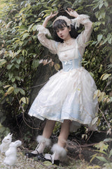 Dream Doll Ballet Rabbit Print Sweet Lolita Jsk Dress 2 Colors - Product - 10