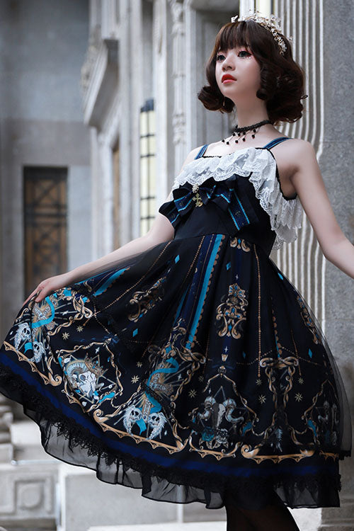 Black God's Salvation Square Collar Lace Ruffled Gothic Lolita JSK Dress - Product - 6