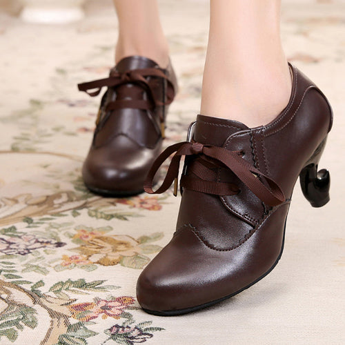 Table Leg Shaped Heel Silk Ribbon Retro Classic Lolita Shoes - Product - 8