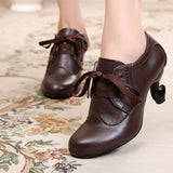 Table Leg Shaped Heel Silk Ribbon Retro Classic Lolita Shoes - Product - 8