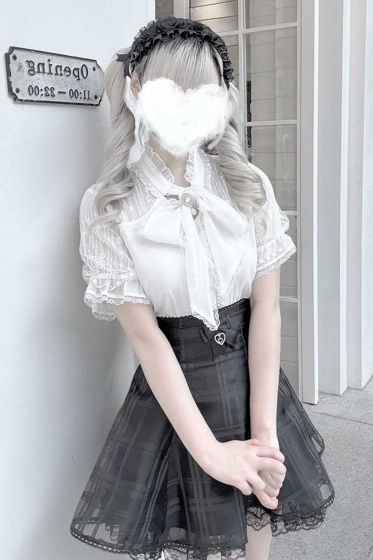 [Light Snow] Plaid Bowknot Sweet Jirai Kei Japanese Skirt 3 Colors - Product - 6