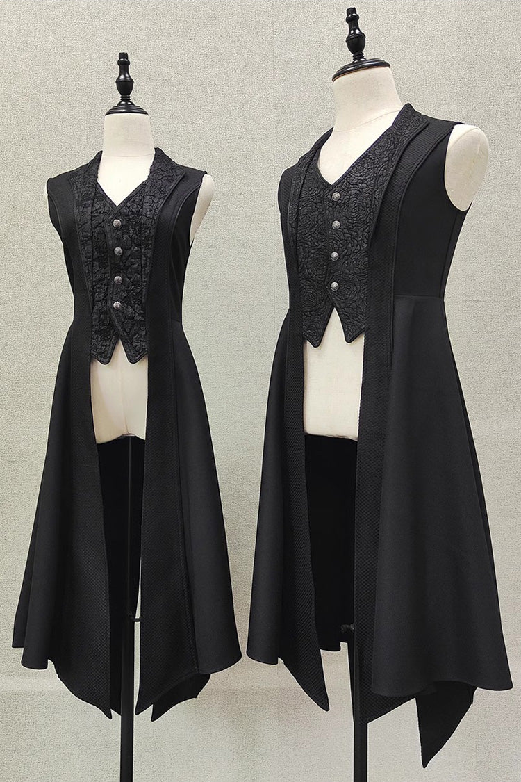 Black Sleeveless Print Gothic Prince Handsome Ouji Lolita Vest - Product - 3