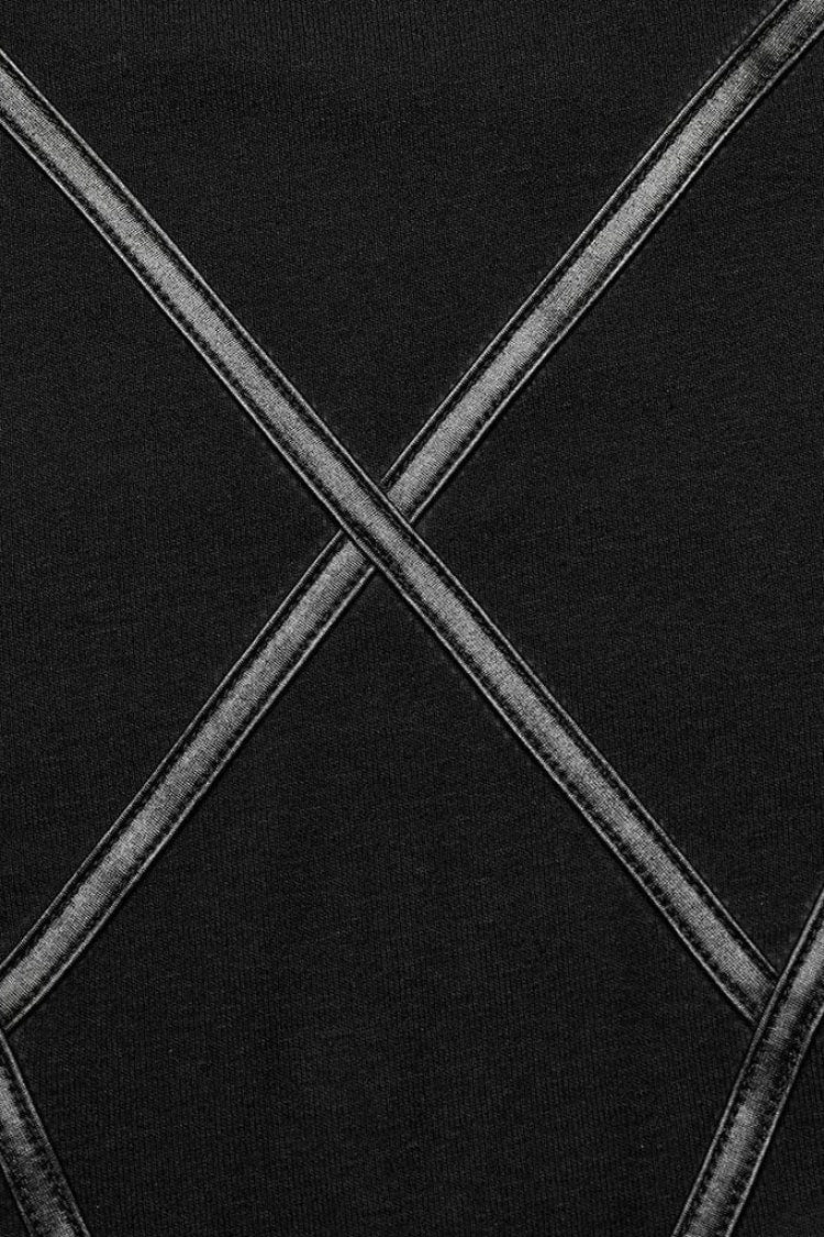 ブラック 長袖 月 プリント Leather 切り替え 変形 レディース スチームパンク T-シャツ 商品画像