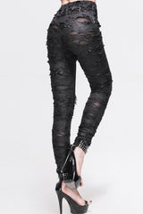 Black Sexy Skeleton Palm Ripped Knitted Gothic Womens Pants - Product - 4