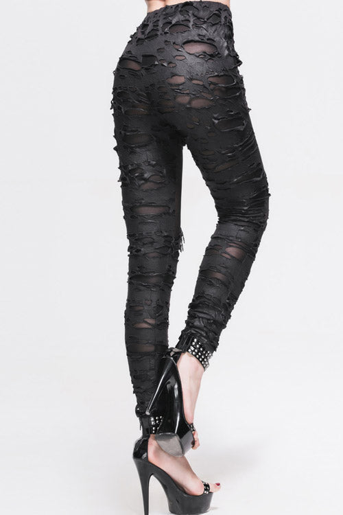 Black Sexy Skeleton Palm Ripped Knitted Gothic Womens Pants - Product - 4