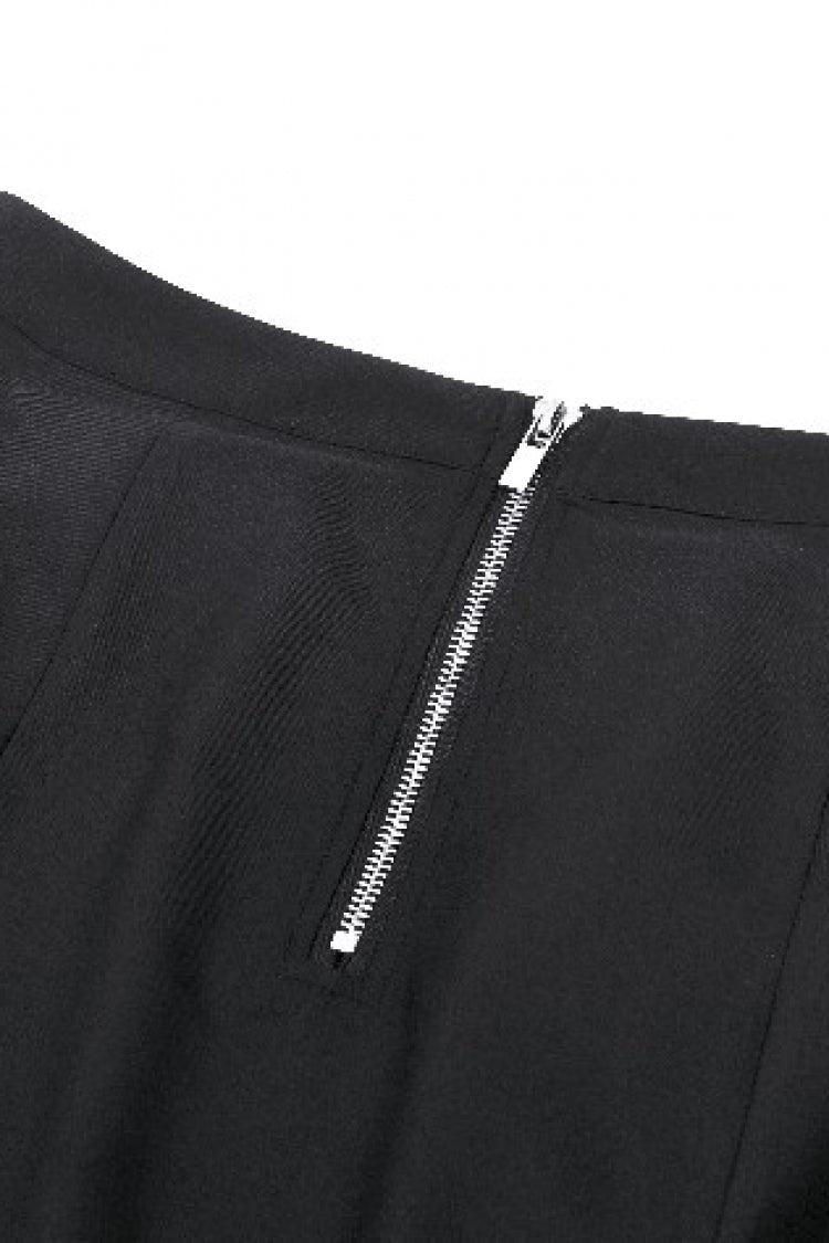 Black Buckled Zippered Women's Punk Side Slit Long Skirt - Product - 15