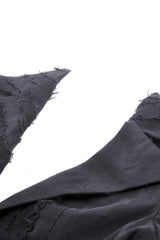 Black Peak Lapel Collar Long Sleeves Irregular Distressed Women's Gothic Punk Coat with Belt - Product - 12
