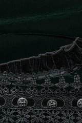 Black/Green Long Puff Sleeves Floral Embroidery Women's Gothic Coat - Product - 7