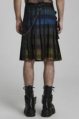 Plaid Print Gradient Stitching Adjustable Waist Men's Steampunk Skirt 2 Colors - Product - 3