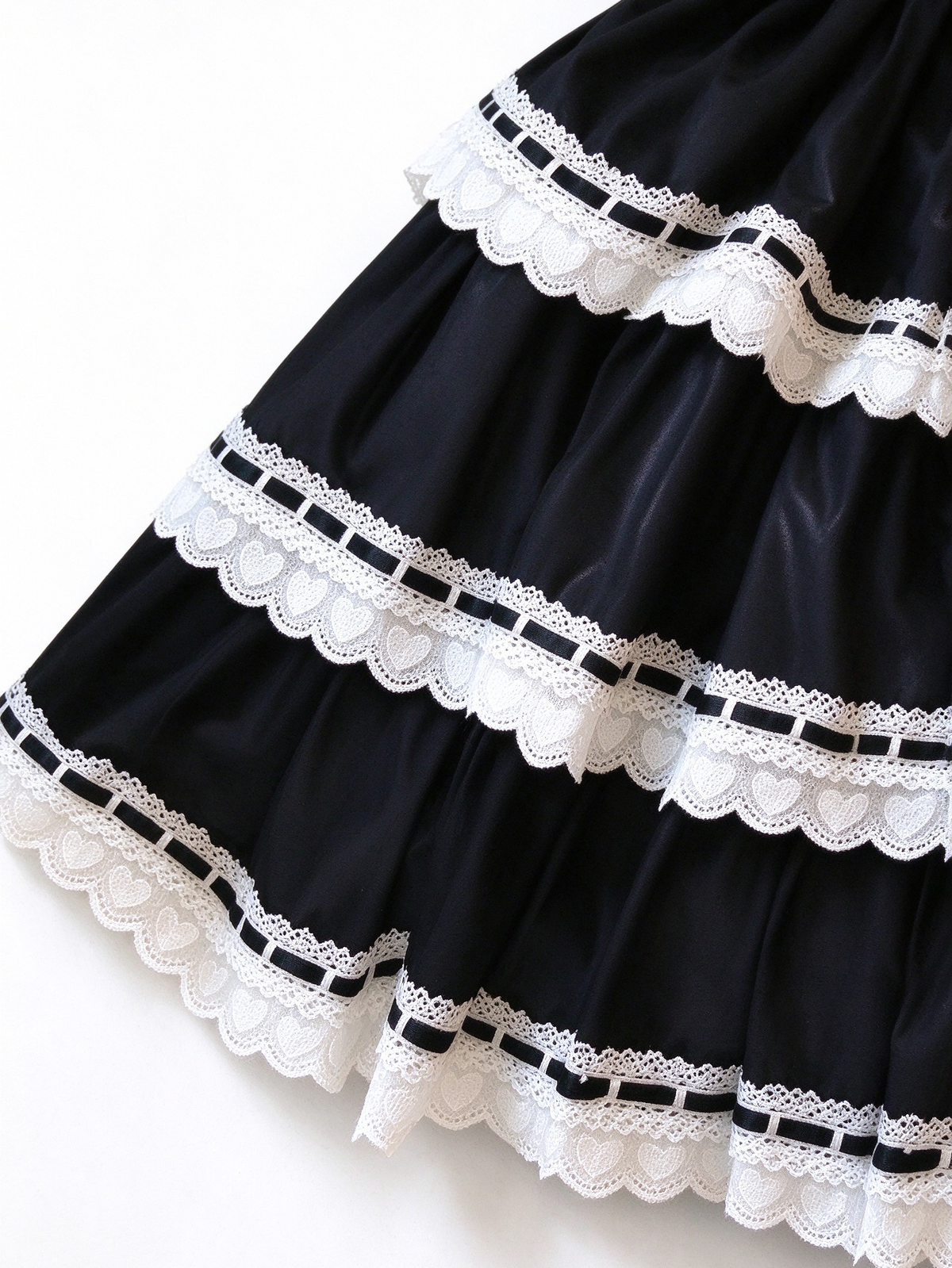 Black White Lace Tiered Lolita Jumper Dress with Blouse - view 3