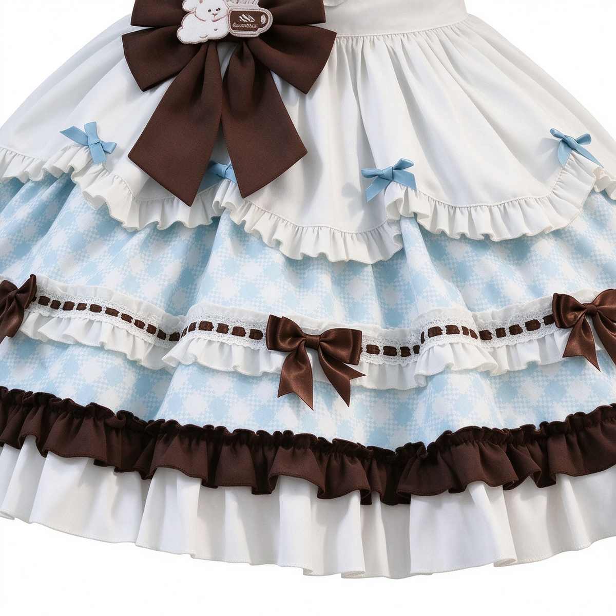 Sweet Plaid and White Lace Maid Lolita Dress with Apron - view 4