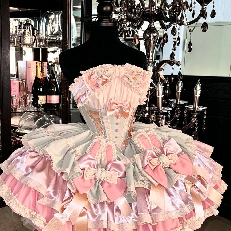 Ribbon Dance Multi-Layered Ruffle Bowknot Lace-Up Sweet Princess (Dress Only) detail view 3