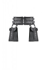 Black Eyelet Buckled Zippered Women's Punk Leather Belt with Side Pouches - Product - 3