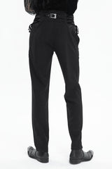 Black Lace Trim Embellished High Waisted Men's Gothic Pants - Product - 3